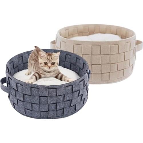 New Cat Cushion Bed Super Soft Felt Woven Cat Nest Comfortable Pet Sleeping Mat Nest Kitten Sleeping Beds Cattery
