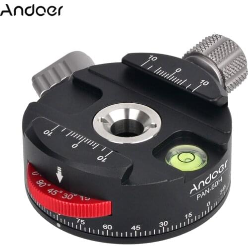 Andoer PAN-60H Aluminum Alloy Panoramic Ball Head Tripod Head with Indexing Rotator, AS Type Clamp