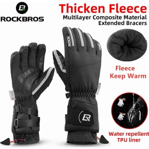 ROCKBROS Ski Gloves Snowboard Gloves Snowmobile Motorcycle Riding Winter Gloves Windproof Waterproof Unisex Snow Gloves