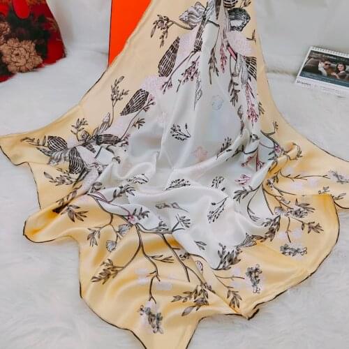 [SLKSCF] 90X90CM Fashion Square 100% silk scarf shawl real silk scarves capes womens hijab