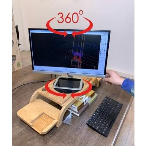 Monitor Stand Riser Wood Computer Universal Desktop Holder Bracket Organizer for Phone PC Laptop MacBook Pen Case Home Office
