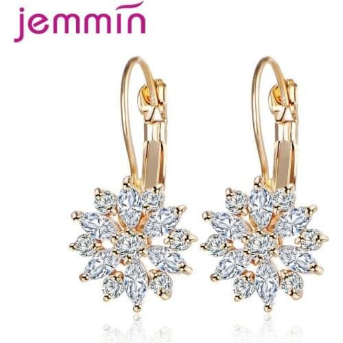Latest Flower Design Earrings 925 Sterling Silver Austrian Crystal New Arrival Sparkling Cubic Zircon Stone Bijoux Summer Sale