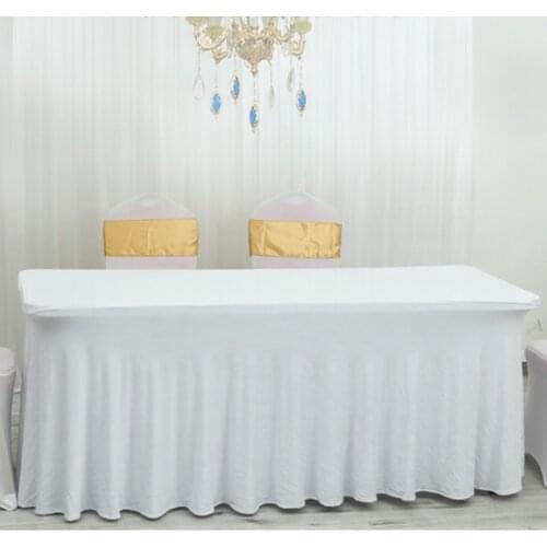 Rectangle Ruffled Lycra Spandex Table Cover Elastic Wedding Long Table Cloth Hotel Party Decoration Stretch Skirt Table Cloth