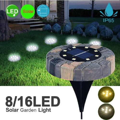 8/16LEDs Solar Power Garden Stone-like Buried Light Outdoor Pathway Lawn Underground Waterproof Home Decor Night Landscape Lamp
