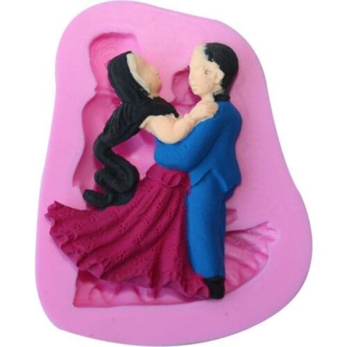 Wedding Bride Groom Shaped Relief Angel Dry Pace Silicone Molds Wedding Cake Border Fondant Cake Decorating Chocolate Clay Molds