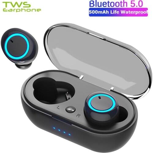 TWSearphone D10 Wireless Bluetooth 5.0 Headphones Handfree Call Sports Earset Noise Reduction HD Stereo Earbuds For Smartphone