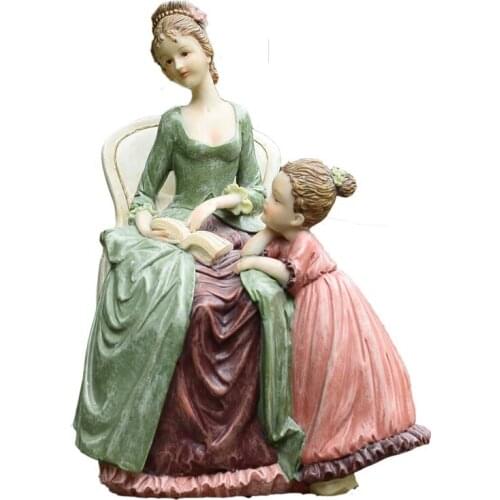 VICTORIA MOTHER AND SON ANGEL ART SCULPTURE ANGEL WOMAN FIGURINES CREATIVE RESIN CRAFT HOME DECORATION FOR LIVING ROOM R4816