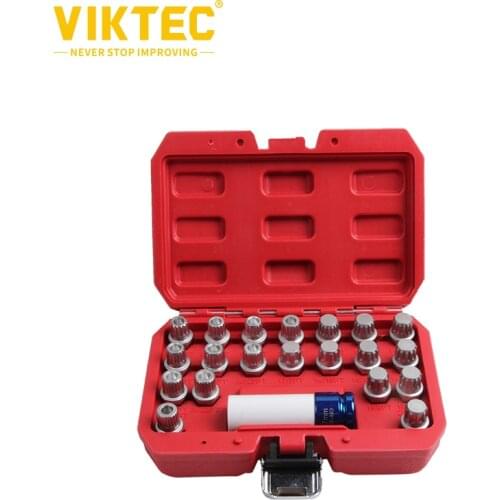 Viktec 21pcs Wheel Lock Screw Socket Set for BMW Wheel Locking Key Removal Tool Kit Anti-Theft Lug Nut Screw Socket