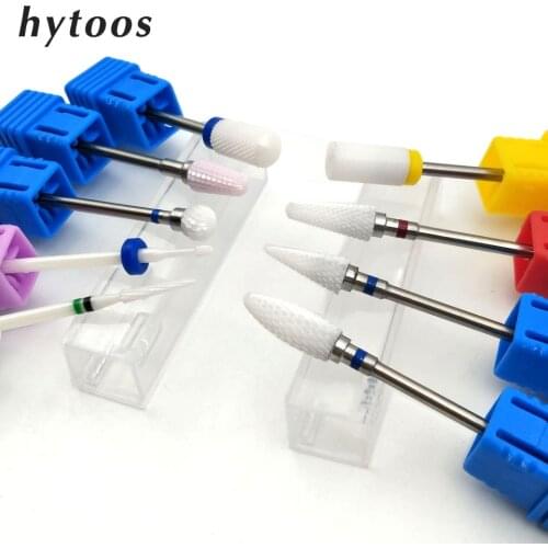 HYTOOS High Quality Nail Drills 3/32" Ceramic Nail Drill Bit Rotary Burr Manicure Cutters Nails Accessories Remove Gel Tools