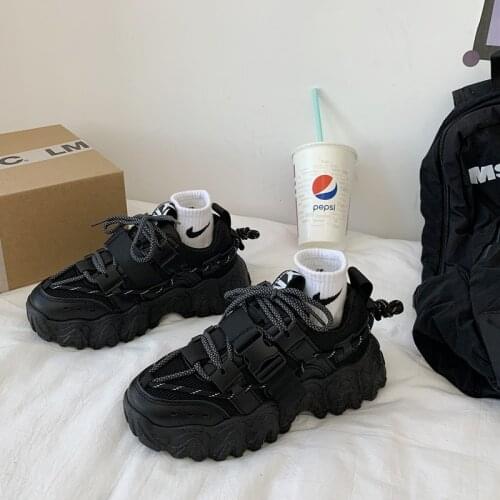 2020 Autumn Women Vulcanized Shoes Lace-up Increased Non-slip Sneakers Women Comfortable Breathable Mid-heel Casual Women Shoes