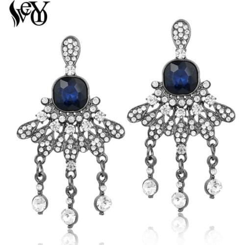 VEYO Rhinestone Drop Earrings Crystal Earrings For Women Fan Shape High Quality Brincos Pendientes