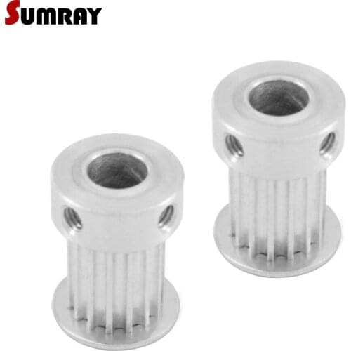 SUMRAY 3M 15T Timing Pulley 4/5/6/6.35/8mm Inner Bore Toothed Pulley Wheel 16mm Belt Width Timing Gear Pulley 2pcs