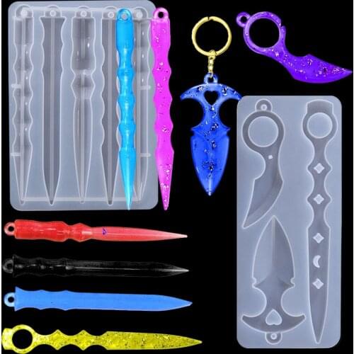 1 Set multi style Exquisite Sword Silicone Mold DIY Keychain Making Tool Self-defense Toy Home Decor Accessories
