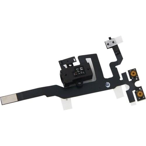 10Pcs/lot White/Black Color Headphone Jack Mute Switch Volume Buttons Audio Flex Cable for Apple iPhone 4S