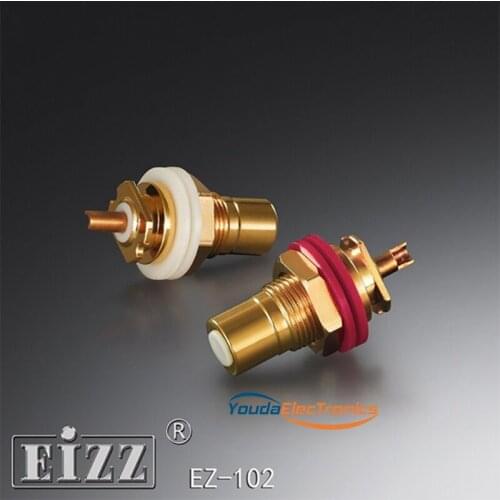 2pcs 1pair EIZZ EZ-102 24K Gold plated female RCA Terminal Jack Panel mount with transparent Cap