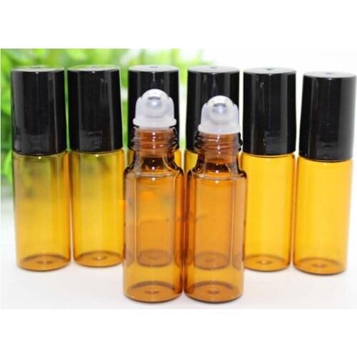 5ml 1/6oz ROLL ON AMBER/clean/blue Fragrance BOTTLES ESSENTIAL OIL SS/glass Roller ball Aromatherapy perfume atomizer bottle