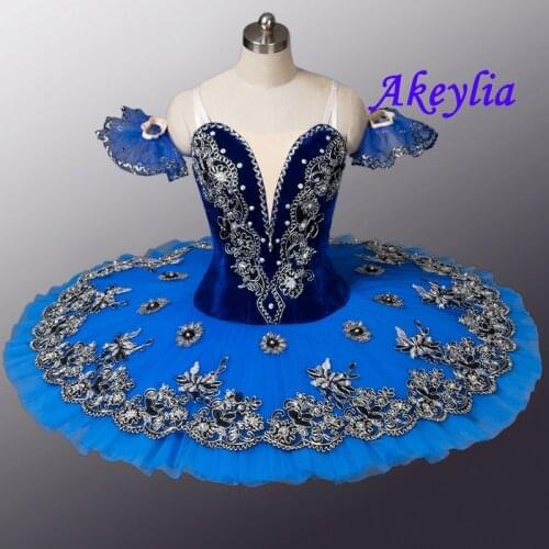 Velvet Royal Blue Bird Variation Professional Ballet Tutu Women Clsssical Tutu Pancake Costume Girls blue swanlake Children