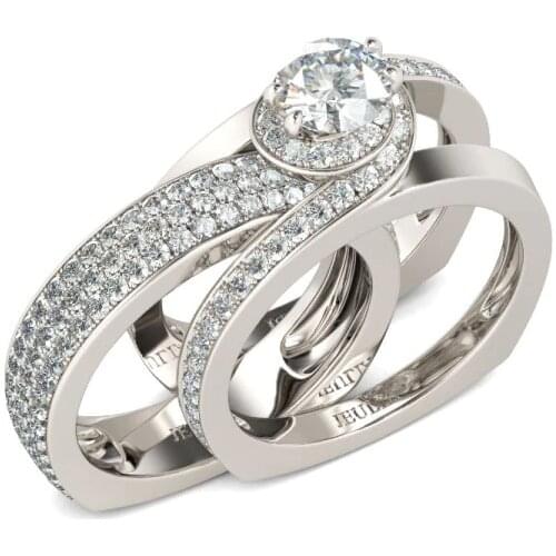 White Zircon Ring set for Woman Wedding Fashion Engagement Jewelry gift