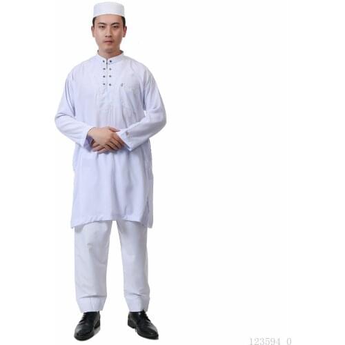 Bisht Arabic Velvet Muslim Clothing Two-piece Islamic Robes Mens Kaftan Stand Collar Costume Saudi Arabia Thobe Pakistan Free