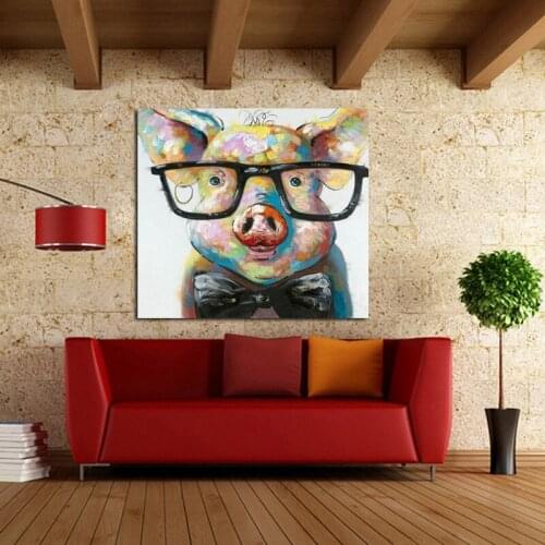 Large Canvas Art Cheap 100% Hand painted Abstract Lovely Pig Oil Painting Modern Living Room Wall Decor Picture no Framed