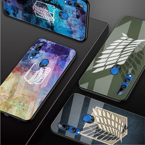 Anime attack on Titan Tempered Glass Phone Case For Huawei honor 8X 9 10i 20i 20Lite 20Pro 30 Pro Cover Shell