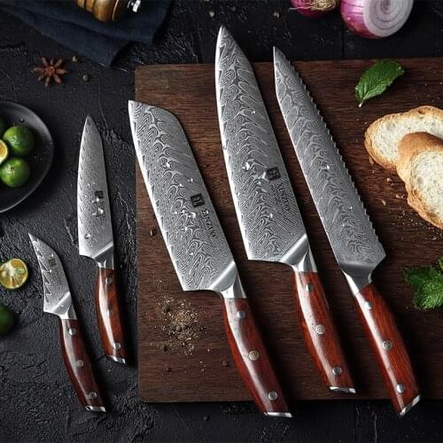 Damascus Kitchen Knife 7piece Set Slicing Knife Western Food Knife Professional Chefs Knife Set Kitchen Knife With Tool Holder