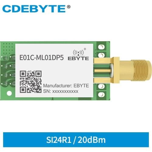 E01C-ML01DP5 Si24R1 2.4GHz 20dBm 100mW RF Wireless Module PIN to PIN PA LNA SPI Interface DIP Package SMA-K Antenna Smart Home