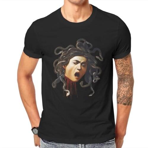 Goth 1980s Subculture Rock Romance TShirt for Men Caravaggio Medusa Art Lover Soft Summer Tee T Shirt Novelty Trendy Fluffy
