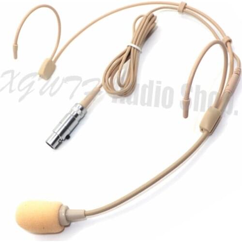 Headworn High Quality Condenser Conference Unidirectional Headset Microphone 4Pin TA4F For Shure Beige