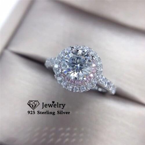 CC Silver Rings For Women S925 Bridal Wedding Cubic Zirconia Pink Diamant Ring Engagement Fine Jewelry Bijoux Femme CC593
