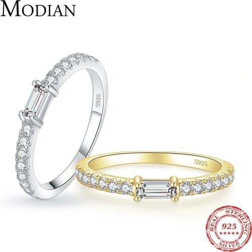 Modian Top Quality 100% Real 925 Sterling Silver Classic Charm AAAAA Zirconia Wedding Finger Rings For Women Fine Jewelry anel