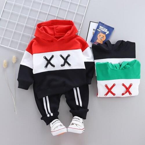 Kids Sets Childrens Spring and Autumn Cotton Fashion Cap Color Matching 2pc Sets Old Toddler Sport Clothes Sets Tracksuits