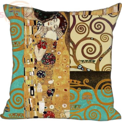 Custom The Kiss by Gustav Klimt Square Pillowcase Custom Zippered Bedroom Home Pillow Cover Case 1pcs custom 40x40cm 35x35cm