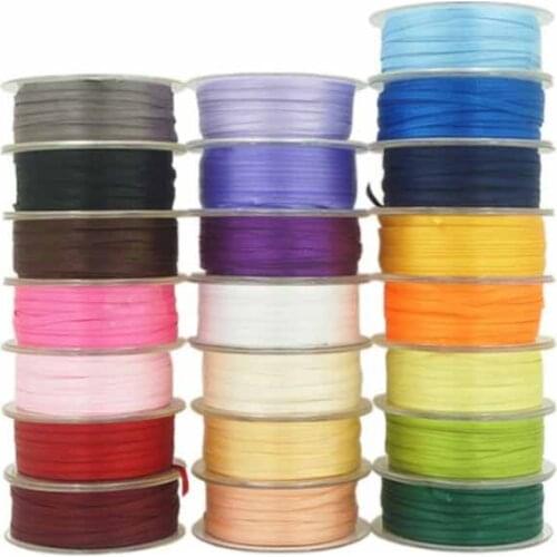 Handmade ribbon 50m 3mm wide Colorful Satin Ribbon Double Sided Polyester Fabric Tapes For Hair Bow Crafts DIY Accessories