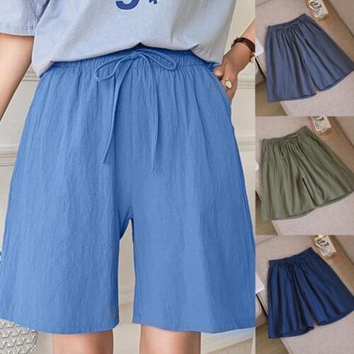 Summer Minimalist Women High Waist Leisure Short Pants Simple Short Pants Drawstring Summer Clothing