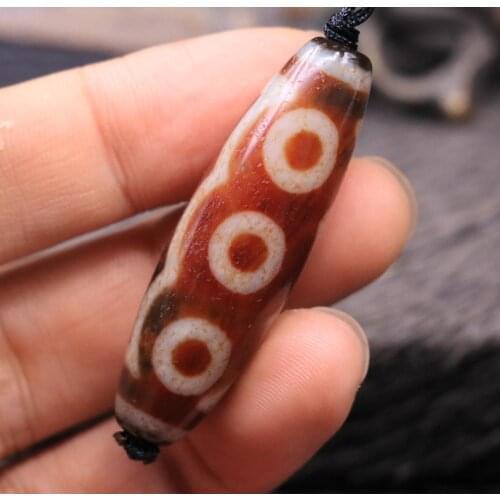 LKbrother Talisman Magic Power Tibetan Old Red Agate 8 Eye 2 Line dZi Bead Amulet LZK
