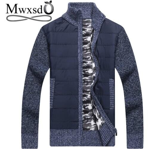 Mwxsd winter mens warm plaid cotton cardigan sweater mens thick cashmere cardigan male Thick Slim Fit Jumpers zipper kinitwear