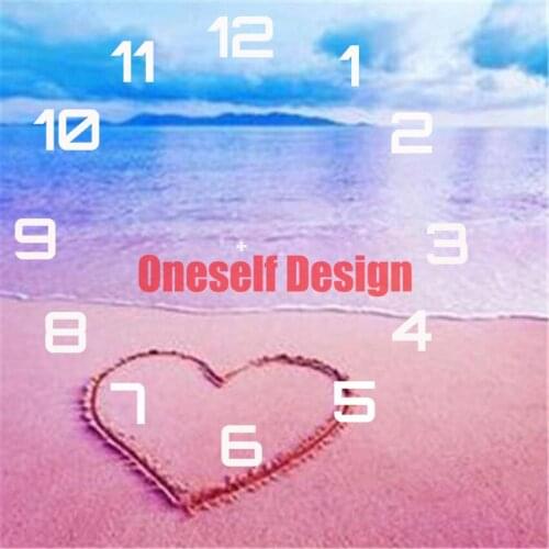 2021 new style diamond painting full square clock beach heart diamond embroidery full set diy frame wall sticker diamond mosaic