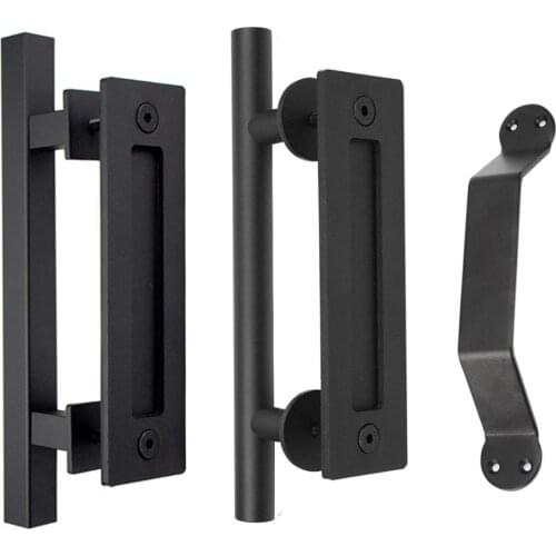 12" Matte Black Sliding Barn Door Pull Flush Handle Gate Hardware Set Heavy Duty