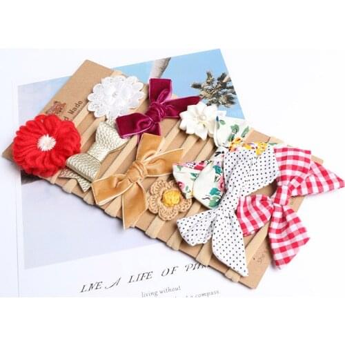 Baby Girls Hair Bows Headband 10pcs/set Stretchy Nylon Headbands for Girls Cute Flowers Fall Headband Set Kids Hair Accessories