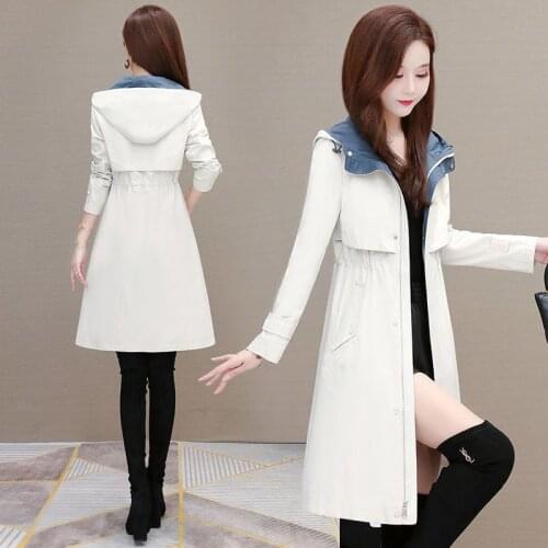 2020 New Autumn Fashion Womens Jacket Korean Loose Female Tops Casual Mid-Long Womens Windbreaker Coat Hooded Overcoat 0023