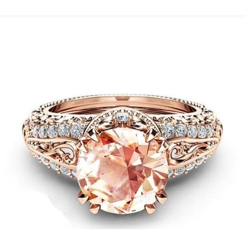 Everoyal Charm Crystal Rose Gold Girls Finger Rings Jewelry For Bride Wedding Trendy Silver Rings Accessories Women Engagement