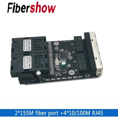Ethernet Fiber switch 4 RJ45 2 SC Optical Media Converter Single Mode fiber Port PCB 10/100M new