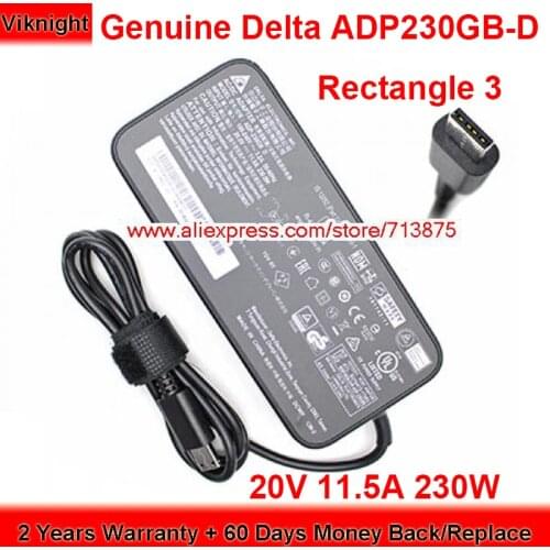 Genuine Delta ADP230GB-D AC Adapter 20V 11.5A 230W Charger M1B12403SK Special Rectangle 3 Tip Power Supply