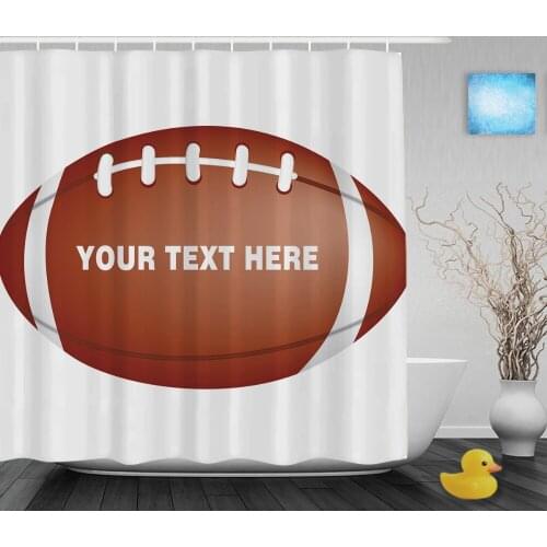Personalize American Football Rugby Shower Curtain Custom Text Bathroom Shower Curtains Polyester Fabric With Hooks