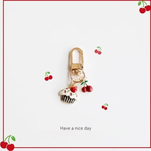 Cute Cake Strawberry Keychain Car Key Chain Accessories Airpods Pendant For Clothes Backpack Duckling Keyring Phone Charm Gift