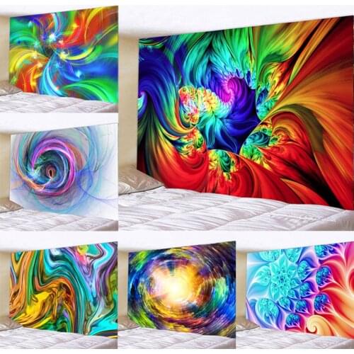 Psychedelic Abstract Hang Tapestry Flower Wall Tapestry Rainbow SpiralsI Ridescent Pastel Mandala Print for Bedroom Decoration