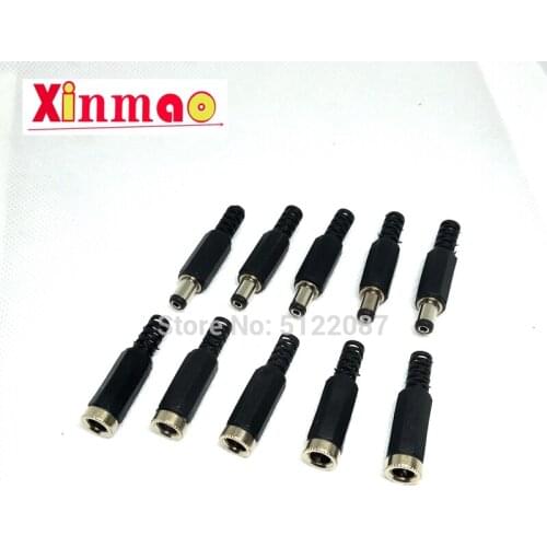 10pcs DC Power Jack Plugs Male / Female Socket Adapter Connectors 2.1mm x 5.5mm For DIY Projects Disassembly Female Male Plug