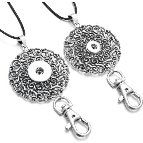 Interchangeable Metal Vintage Flower Snap Button Pendant Snap Necklaces Fit 18mm Snap Jewelry For Women Jewelry