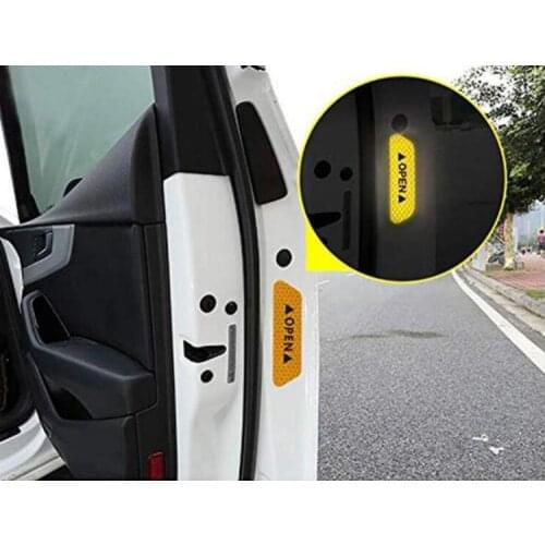 Wholesale 50sets Car Door Open Sticker Reflective Vinyl Car Sticker Warning Door Mark for Car Styling Body Decorative Decal Warn